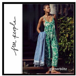 Free People Hot Shot Printed Onesie in Floral Court Combo 💚 NWT